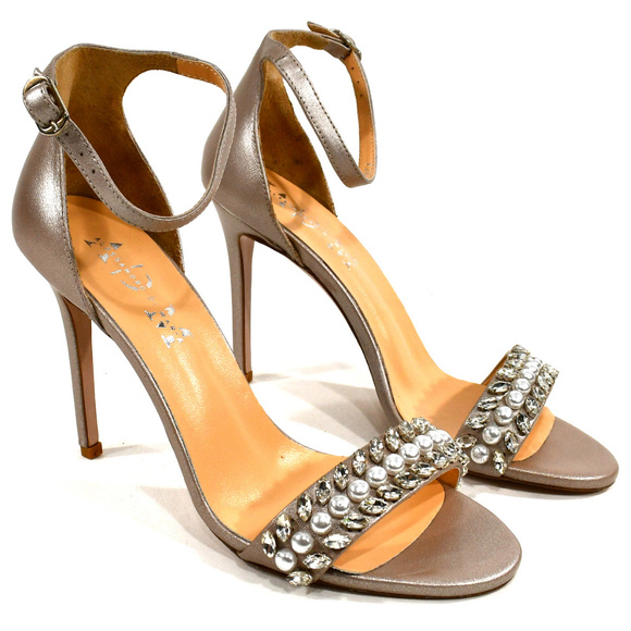 ALESSANDRO DI MARIA LEATHER HEELED SANDALS - Picture 2 of 7